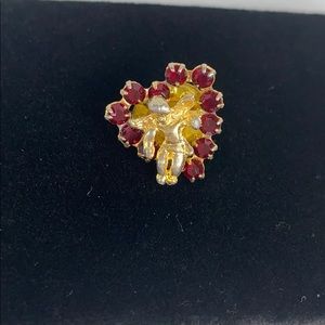 Angel Heart Gold Tone Brooch Pin Vintage